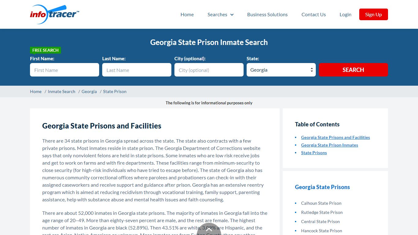 Georgia State Prisons Inmate Records Search - InfoTracer